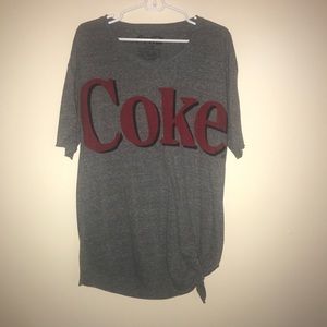 Coca-Cola Short Sleeve Gray Tied Shirt Extra Large